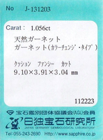 天然カラーチェンジガーネット 1.056ct
