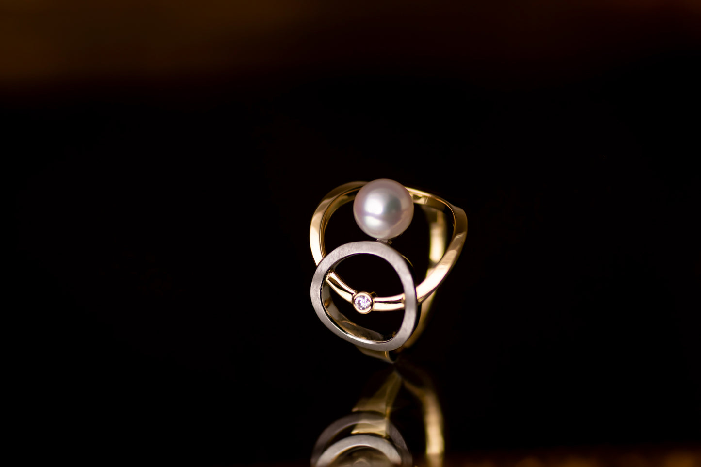 K18/Pt900 あこやパールリング [Life with Modern]