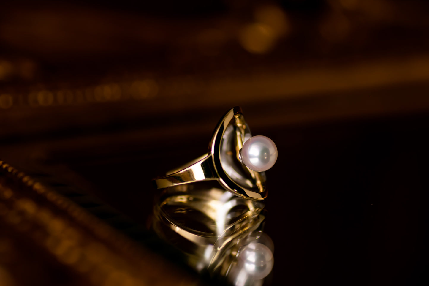 K18/Pt900 あこやパールリング [Life with Modern]