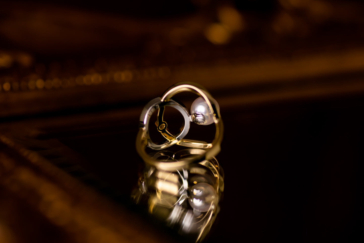 K18/Pt900 あこやパールリング [Life with Modern]