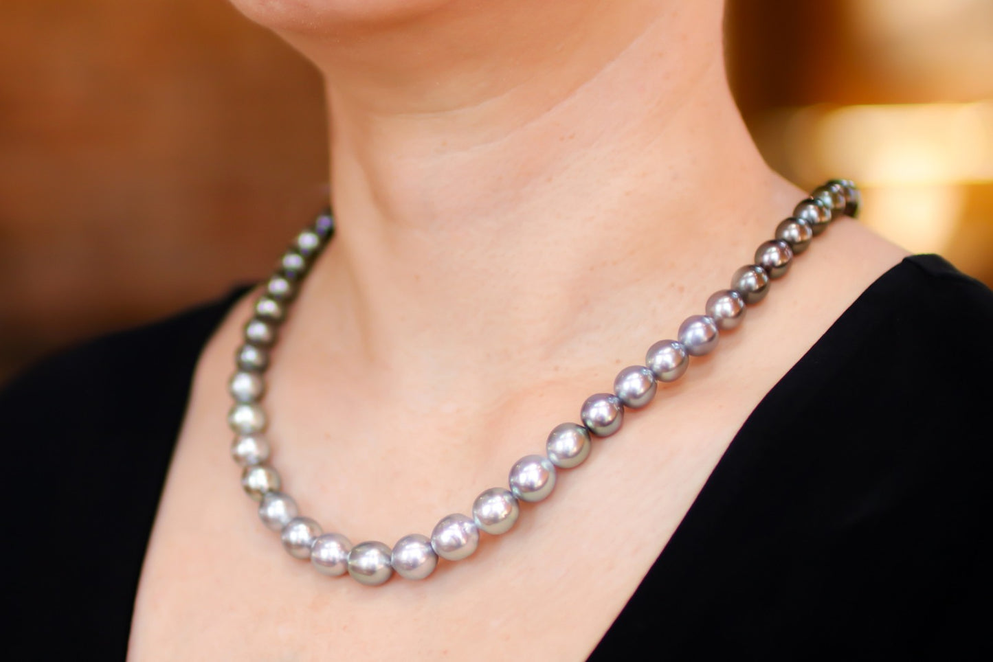 タヒチパール（黒蝶真珠）ネックレス 8.0-10.0mm